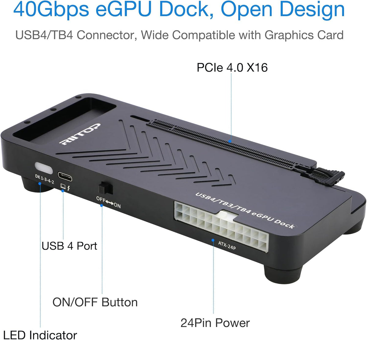RIITOP 40Gpbs eGPU Enclosure Compatible with Thunderbolt Exte
