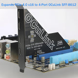 PCIe to Oculink SFF-8612 Adapter SFF-8611 External Graphics Card for GPU Dock, eGPU, NVMe SSD (PCIe x16 to Oculink) 4 Ports