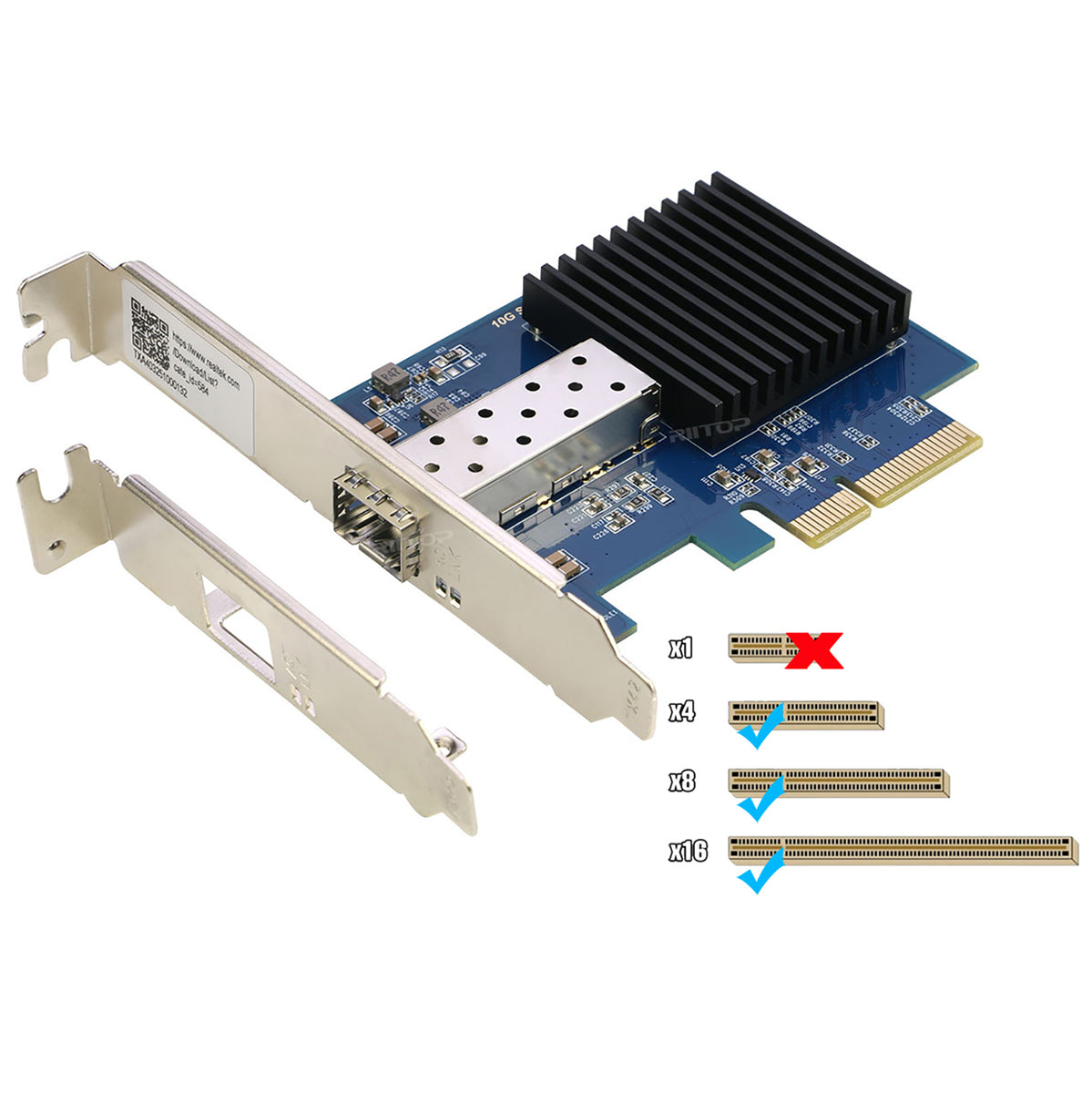 10Gb PCI-E x4 NIC Network Card, Single SFP+ Port, with Realtek
