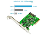 PCI-e Express to USB C 2 Port Expansion Card (USB3.1 10Gbps) with Asmedia Chipset for Desktop PC Windows 7/8/10/11 Linux