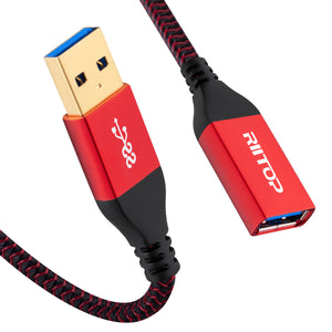 USB 3.0 Extension Cable 6Ft, RIITOP USB 3.0 Type A Male to Female Extender 5Gbps Nylon Braided Cord