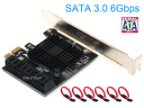 SATA Expansion Card 6Port, RIITOP PCI-e x1 to SATA Hard Drive Controller Card Adapter, Come with Low Profile Bracket (JMB575+ASM1062 Chipset)