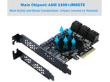 PCIe to SATA Card 10 Port, SATA 6Gbps Controller Expansion Card with Low Profile Bracket, Support 10 SATA 3.0 Devices