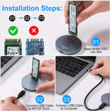 NVMe to USB Docking Station Adapter, RIITOP External NVMe SSD to USB Type C Reader Adapter for M.2 (M Key) NVMe SSD Drive