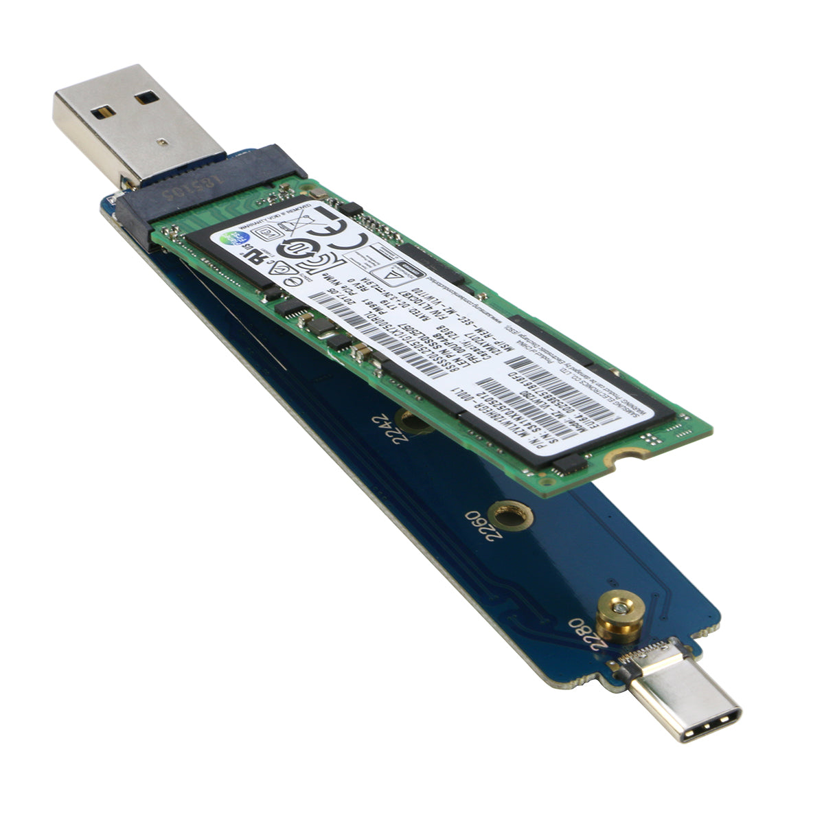 Adaptateur NVMe vers USB M.2 SSD vers USB 3.1 Type A Card Key Based PCIe  Hard S3