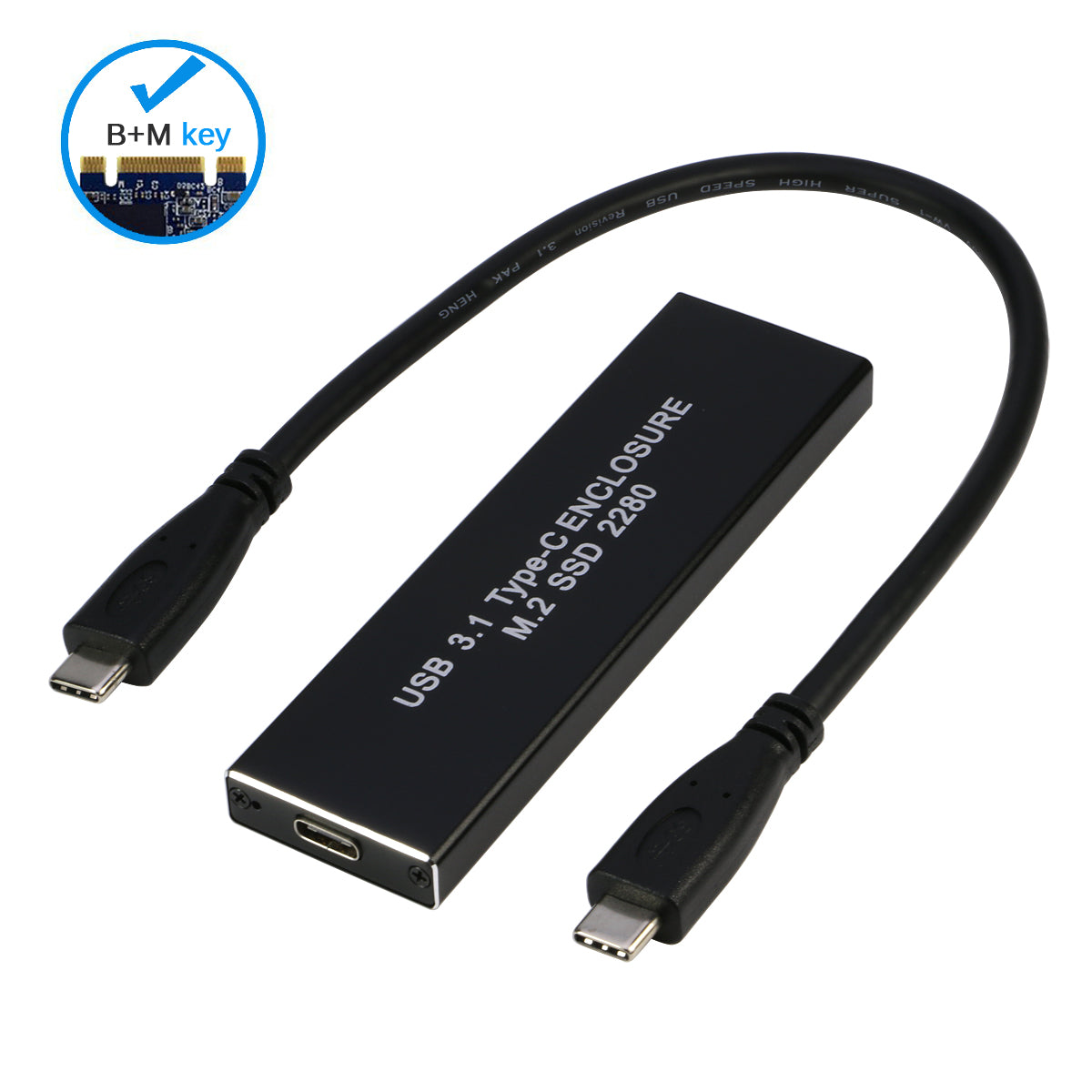 Aktuator reb Mange farlige situationer RIITOP M.2 SSD Enclosure USB C, M2 NGFF B+M Key SSD to USB 3.1 Convert