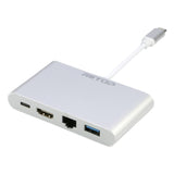 RIITOP USB C to HDMI Ethernet Adapter with 1000Mbps Lan Port + USB 3.0 HUB + USB-C Power Delivery PD Charging Port (Thunderbolt 3 Compatible) 4 IN 1