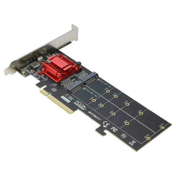 Dual NVMe PCIe Adapter, RIITOP M.2 NVMe SSD to PCI-e 3.1 x8/x16 Card Support M.2 (M Key) NVMe SSD 22110/2280/2260/2242/2230 [DUL-NVTPCE8X]