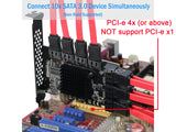 PCIe to SATA Card 10 Port, SATA 6Gbps Controller Expansion Card with Low Profile Bracket, Support 10 SATA 3.0 Devices