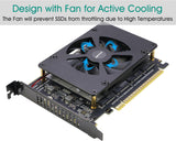 Quad NVMe PCIe 5.0 Adapter with Fan, RIITOP PCIe 5.0 x16 to 4X NVMe SSD Card (Comptible with PCI-e Bifurcation Motherboard)