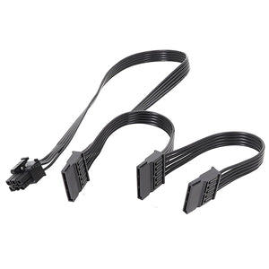 SATA Power Cable for Corsair PSUs, 6 Pin to 3X 15 Pin SATA Hard Drive Power Adapter Splitter for BTC Mining Riser Card 15.7-in(40cm)