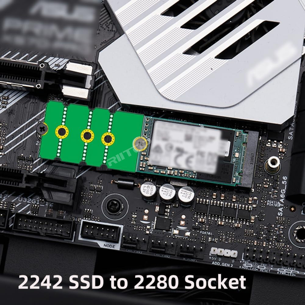 RIITOP NVMe NGFF M.2 2230 to 2242 Adapter, 2230 to 2280 Adapter, 2230 to 2260 Extender, Support 2240 to 2280, 2260 to 2280 M.2 Adapter Change to Long Size SSD