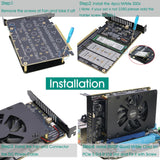 Quad NVMe PCIe 5.0 Adapter with Fan, RIITOP PCIe 5.0 x16 to 4X NVMe SSD Card (Comptible with PCI-e Bifurcation Motherboard)