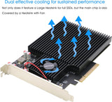 Quad NVMe PCIe Adapter, RIITOP PCIe 3.0 x8 to 4X NVMe SSD Card for M.2 (M Key) SSD 2280/2260/2242/2230 (Compatible with Non-Bifurcation Motherboard)