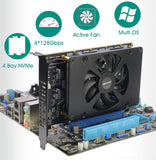 Quad NVMe PCIe 5.0 Adapter with Fan, RIITOP PCIe 5.0 x16 to 4X NVMe SSD Card (Comptible with PCI-e Bifurcation Motherboard)