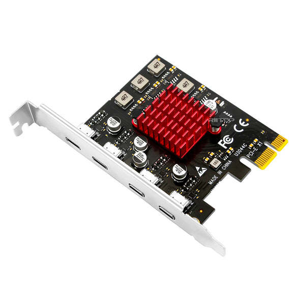 4 Port USB 3.2 Type C PCIe Expansion Card Adapter 5Gbps, RIITOP PCI-e Express to USB Type C 4 Port Card for Desktop PC Support Windows 11/10/8/7/XP/Vista, Self-Powered Supply