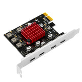 4 Port USB 3.2 Type C PCIe Expansion Card Adapter 5Gbps, RIITOP PCI-e Express to USB Type C 4 Port Card for Desktop PC Support Windows 11/10/8/7/XP/Vista, Self-Powered Supply