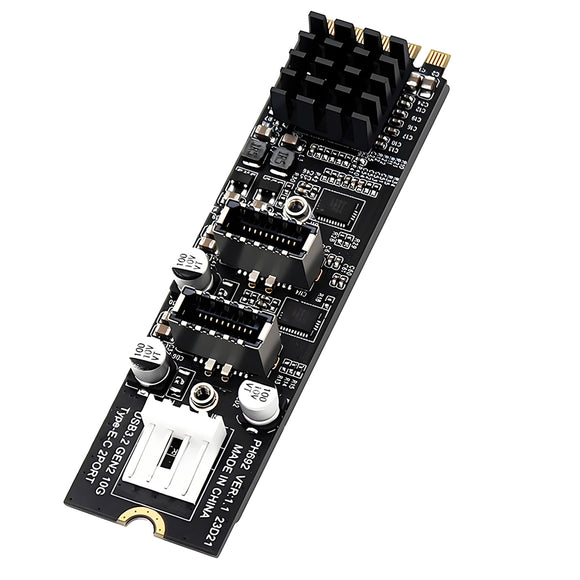 Dual Port 10Gbps Type-E USB 3.1 Front Panel Socket to NVME M-Key M.2 Express Card Adapter for Motherboard, RIITOP Type-E to NVMe Adapter 10Gbps