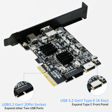 USB 3.1 PCIe Card, RIITOP PCI-e 3.0 to USB3.2 Gen1 Adapter (10Gbps) Expands to 20Pin + Type-E + 1xUSB 3.0 + 1x USB C [PCE2CU+E20P]