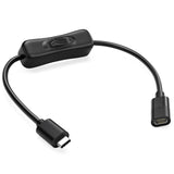 RIITOP USB Type-C Extension Cable with On Off Switch [1ft], USB 3.1 Type-C Male to Female Extension Cable with ON/Off Switch Support Video/Data/PD Charging