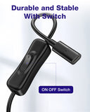 RIITOP USB Type-C Extension Cable with On Off Switch [1ft], USB 3.1 Type-C Male to Female Extension Cable with ON/Off Switch Support Video/Data/PD Charging