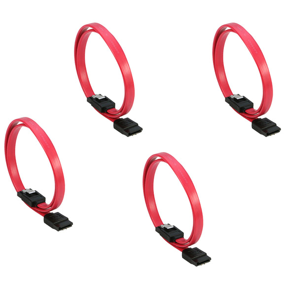 RIITOP SATA Cable 6Gb Straight Data Cable with Locking Latch for HDD/SSD/CD and DVD Drives (4 Pack 20 Inch) SATA III Cable in Red