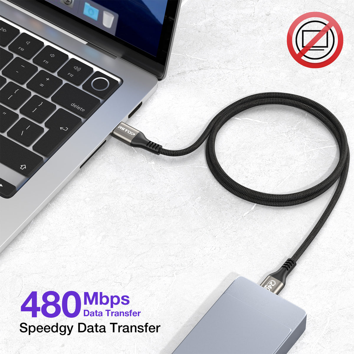 RIITOP 240W USB C to C Cable [6.6FT], USBC to USBC Fast Charging Cable