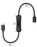 RIITOP Short USB C On Off Switch Cable 10Gbps [1ft], USB 3.1 Type-C to C Cable with Switch Support Video/Data/PD Fast Charging 20V/3A