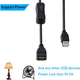 RIITOP USB ON/Off Switch Cable [3M, 2-Pack], USB 2.0 Male to Female Extension Cable with Switch Support (Data and Power) for USB Headset, LED Strips
