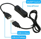 RIITOP USB ON/Off Switch Cable [3M, 2-Pack], USB 2.0 Male to Female Extension Cable with Switch Support (Data and Power) for USB Headset, LED Strips