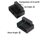 RIITOP Right Angled USB 3.0 20 pin Male to Female Extension Adapter Converter, Desktop Motherboard 90 Degree Angled USB 3.0 19 Pin Internal Header -Black 2PCS