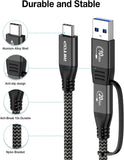 RIITOP USB 3.2 C to C Cable [20Gbps, 3.3ft], Braided 2IN1 USB 3.2 Gen2 Type-C Cable with C-A Adapter Support 4K 60Hz Video Output, PD 100W