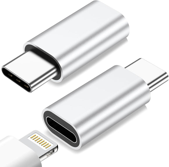 RIITOP USB C to Lightning Adapter for iPhone 15/15 Pro/15 Pro Max/15 Plus,for iPad Air,Support Charging&Data Transfer,USB Type C Charger Connector Adapter,Not for Audio/OTG-Silver [2 Pack]