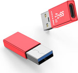 RIITOP USB A to USB C Adapter, USB C Female to USB A Male Converter Double-Side 10Gbps [Red, 2-Pack]