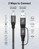 RIITOP USB 3.2 C to C Cable [20Gbps, 3.3ft], Braided 2IN1 USB 3.2 Gen2 Type-C Cable with C-A Adapter Support 4K 60Hz Video Output, PD 100W