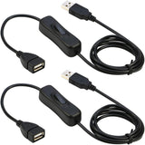 RIITOP USB ON/Off Switch Cable [3M, 2-Pack], USB 2.0 Male to Female Extension Cable with Switch Support (Data and Power) for USB Headset, LED Strips