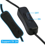 RIITOP USB ON/Off Switch Cable [3M, 2-Pack], USB 2.0 Male to Female Extension Cable with Switch Support (Data and Power) for USB Headset, LED Strips
