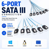 SATA 3.0 Cable 6Gbps[3.3FT, 6-Set], SATA III 7-Pin Data Cord 6X Ports Straight-Straight with Locking Latch for Multi HDD/SSD in RAID/NAS/Server
