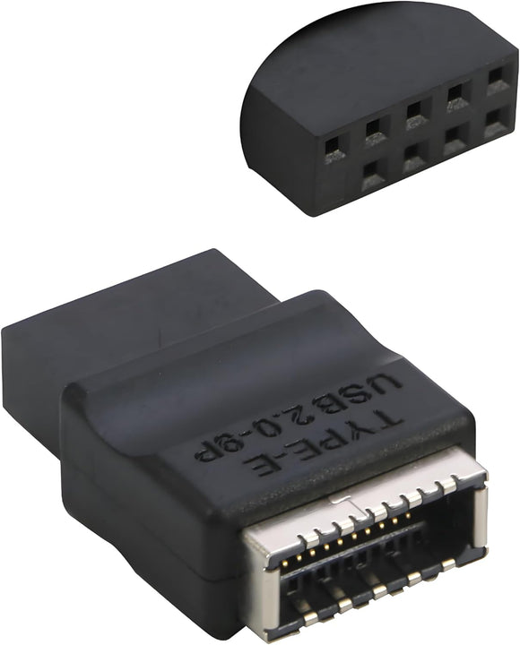 RIITOP USB 2.0 to USB 3.2 gen 1 Header Adapter, 9Pin to USB C Type-E I