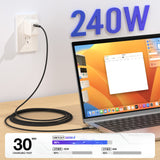 RIITOP 240W USB C to C Cable [6.6FT], USBC to USBC Fast Charging Cable PD 3.1 Compatible with iPhone 15/Pro/Plus/Pro Max/iPad Pro/Air/MacBook and More USB-C Device