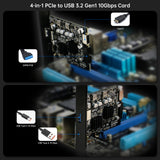 USB 3.1 PCIe Card, RIITOP PCI-e 3.0 to USB3.2 Gen1 Adapter (10Gbps) Expands to 20Pin + Type-E + 1xUSB 3.0 + 1x USB C [PCE2CU+E20P]