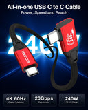 20Gbps USB-C to USB C Cable 3.3FT/90Degree Right Angle