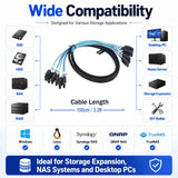 SATA 3.0 Cable 6Gbps[3.3FT, 6-Set], SATA III 7-Pin Data Cord 6X Ports Straight-Straight with Locking Latch for Multi HDD/SSD in RAID/NAS/Server