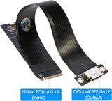 NVMe to Oculink Adapter (20cm), M.2 NVMe PCIe 4.0 x4 to OCuLink SFF-8611 4i Host Adapter Speed up to 64Gbps for eGPU and SSD