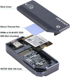M.2 2230 Enclsoure 10Gbps, RIITOP Small M.2 NVMe to USB-C Reader with Aluminum Case for Both (M Key) NVMe and (B+M Key) SATA SSD only in Size 22x30mm