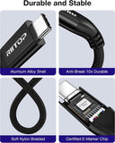 RIITOP 80Gbps USB C for Thunderbolt 5 Cable [1FT], Short USB-C to C Monitor Cord up to 8K@60Hz Video 240W PD Lightning-Fast Charging Compatible with Thunderbolt 4/3/USB4 V2 for SSD, eGPU
