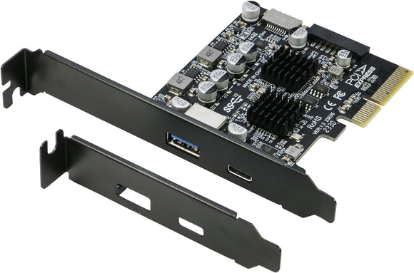 USB 3.1 PCIe Card, RIITOP PCI-e 3.0 to USB3.2 Gen1 Adapter (10Gbps) Expands to 20Pin + Type-E + 1xUSB 3.0 + 1x USB C