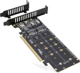 RIITOP Quad PCIe NVMe Adapter, PCIe 4.0 x16 to 4Ports M.2 NVMe Converter Card for 2U Support NVMe SSD in Size 22110/2280/2260/2242 (PCI-e Bifurcation Required)