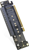Dual NVMe PCIe Adapter, PCIe 5.0 X16 to Dual M.2 NVMe and 1x More PCIe x16 (x8 Signal) Adapter for 22110/2280/2260/2242/2230 M.2 NVMe SSD (PCI-e Bifurcation Required)