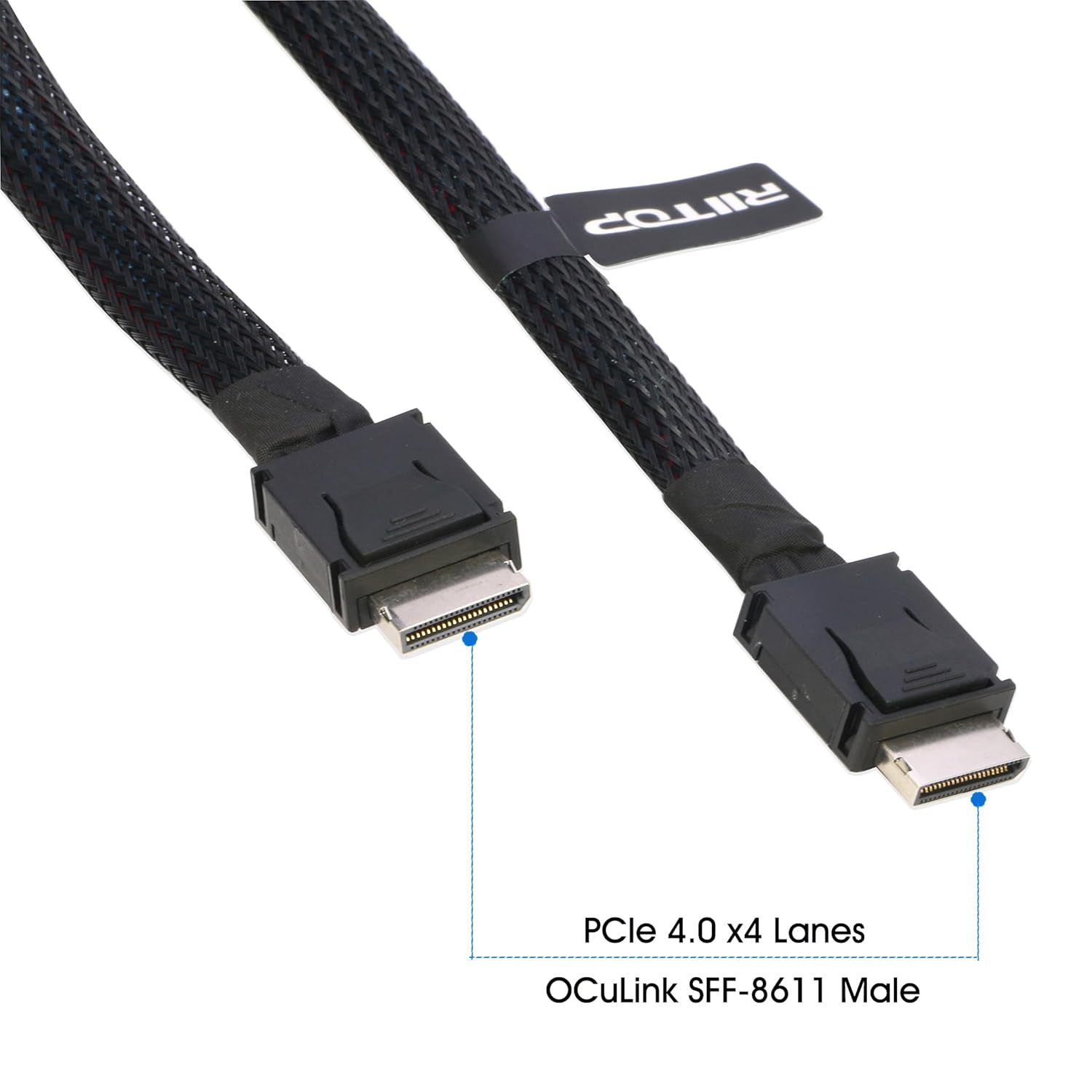 RIITOP Oculink Cable Short [1.6ft], PCIe 4.0 SFF-8611 4i Male to Male